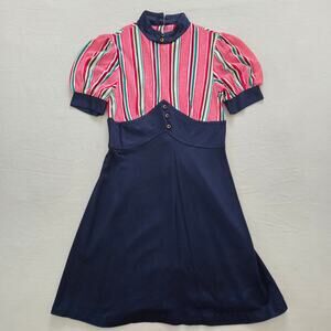 Vintage Striped + Navy Dress kids 10/12